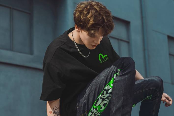 o singură culoare îmbrăcăminte N4VF191 tricou cu imprimeu evisu daicock Razer