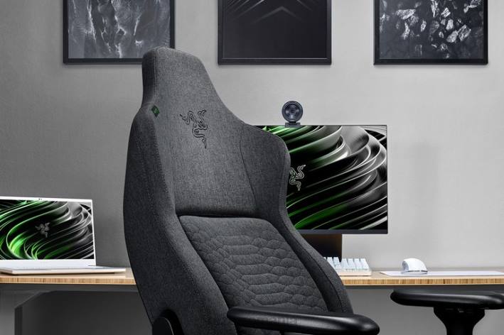 o singură culoare scaun de gaming N4VF137 iskur - țesătură gri închis Razer