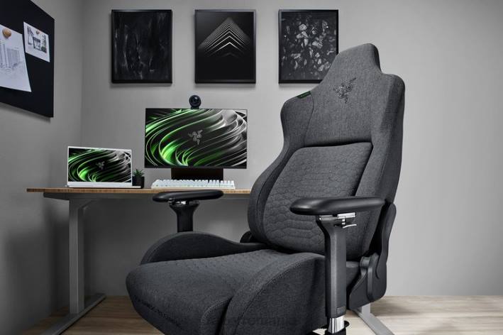 o singură culoare scaun de gaming N4VF137 iskur - țesătură gri închis Razer